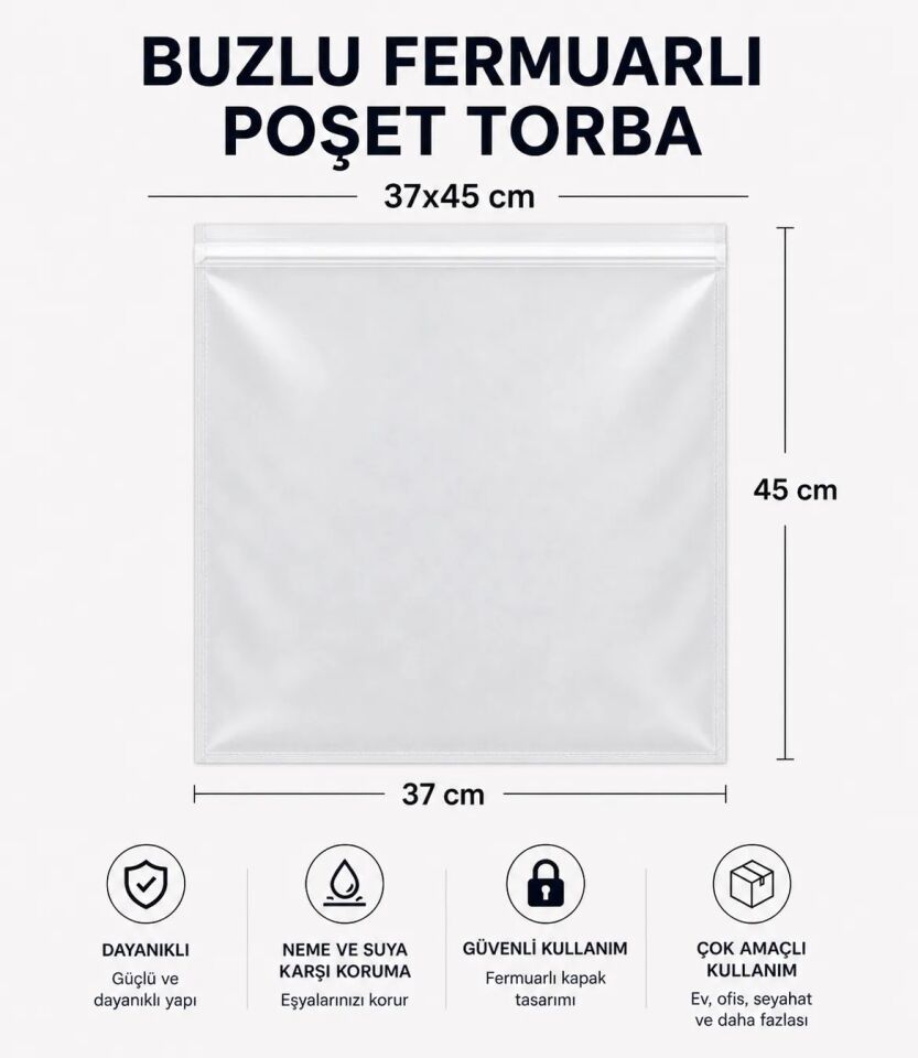 BUZLU FERMUARLI POŞET TORBA 37X45