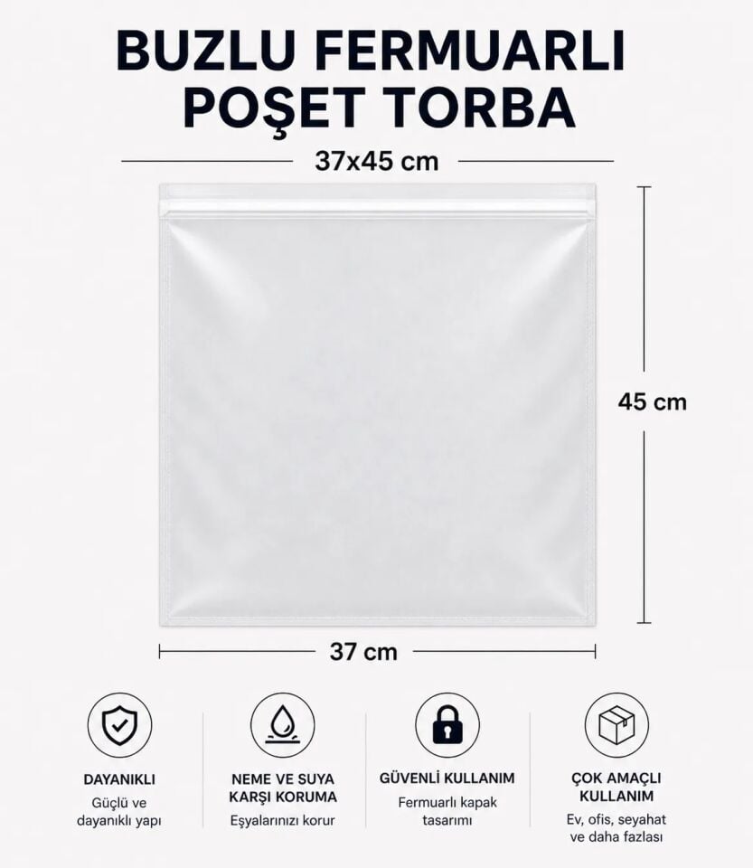 BUZLU FERMUARLI POŞET TORBA 37X45