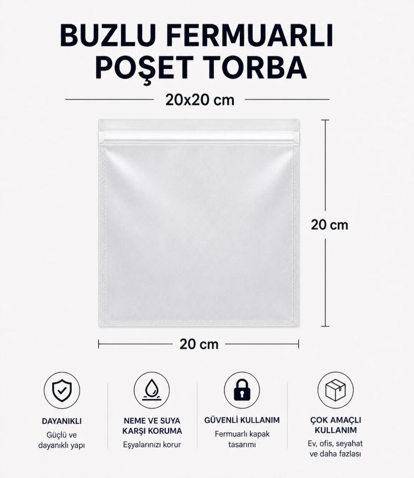 BUZLU FERMUARLI POŞET TORBA 20X20