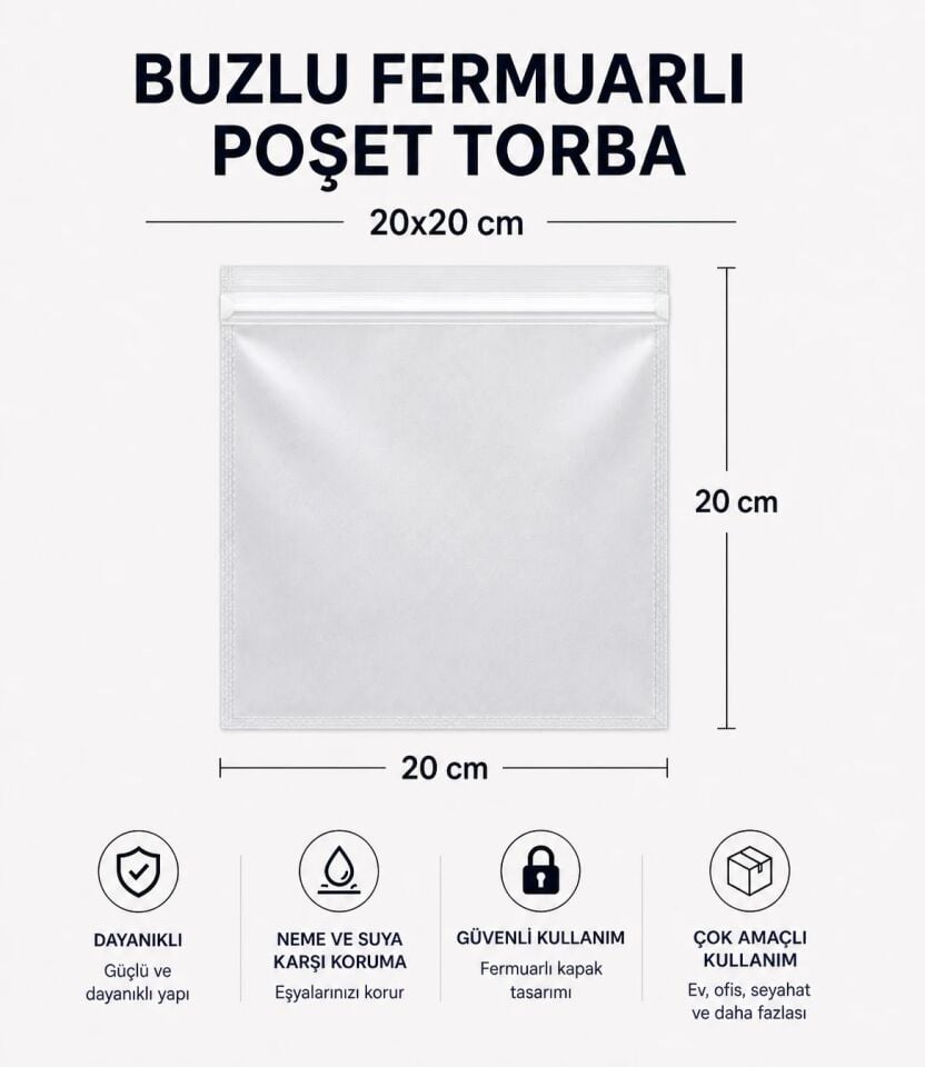BUZLU FERMUARLI POŞET TORBA 20X20