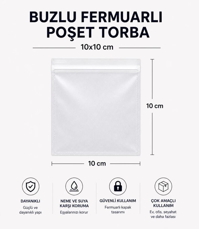 BUZLU FERMUARLI POŞET TORBA 10X10