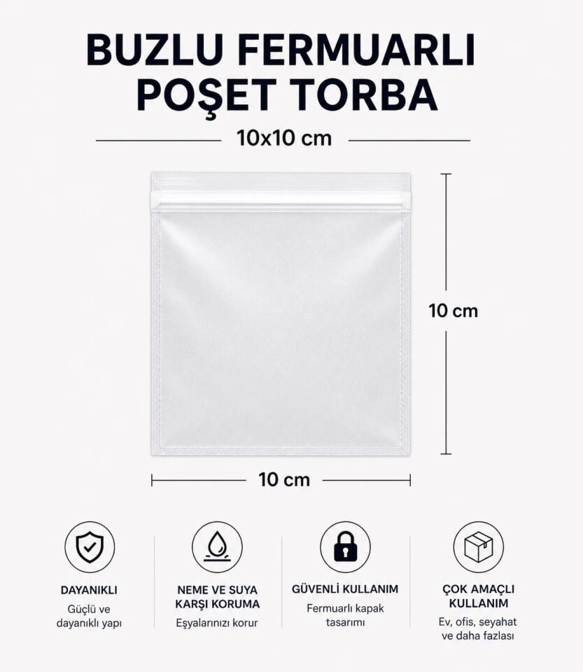 BUZLU FERMUARLI POŞET TORBA 10X10