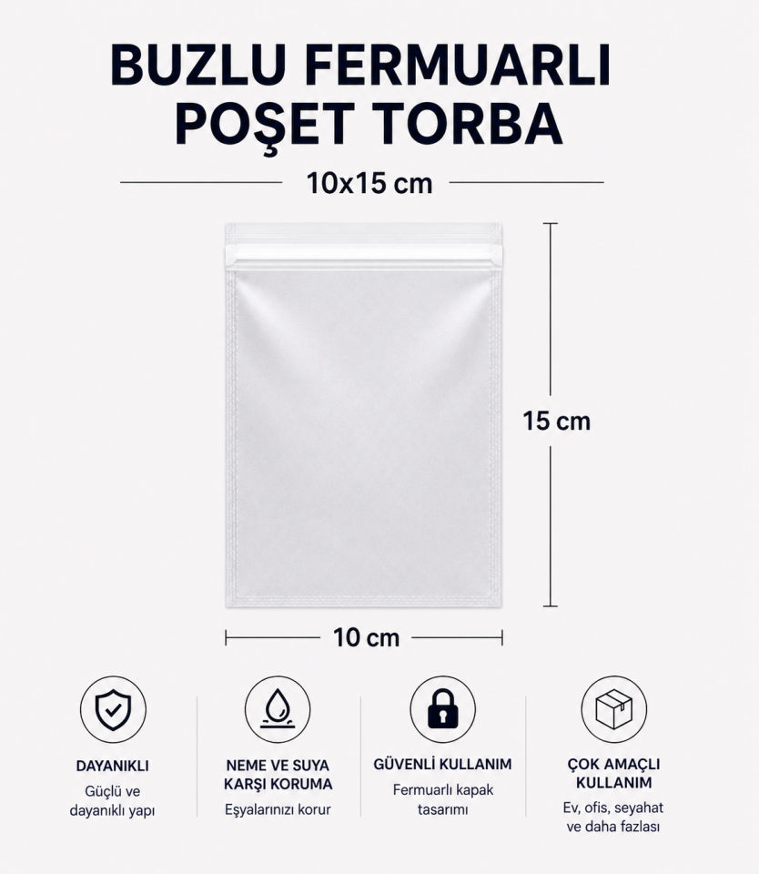 BUZLU FERMUARLI POŞET TORBA 10x15