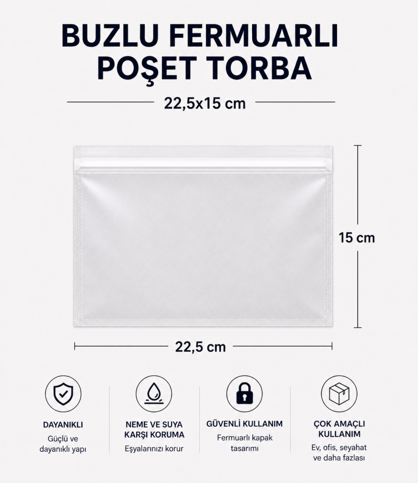 BUZLU FERMUARLI POŞET TORBA 22,5x15