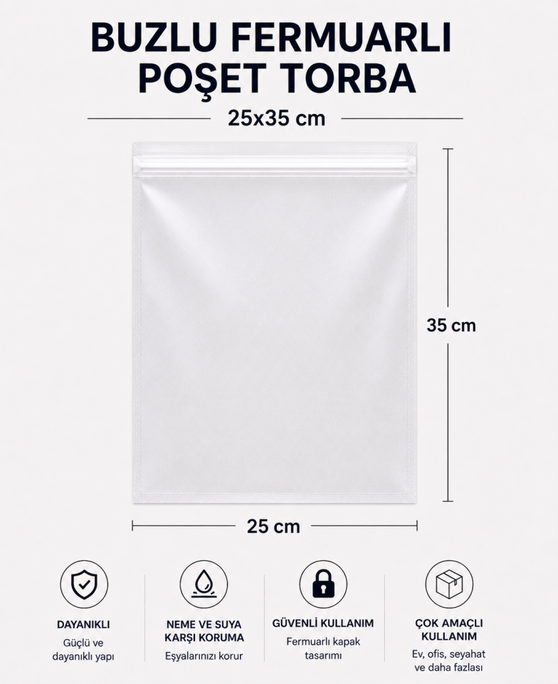 BUZLU FERMUARLI POŞET TORBA 25x35