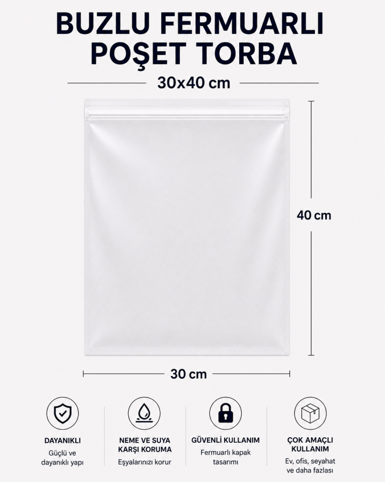 BUZLU FERMUARLI POŞET TORBA 30x40