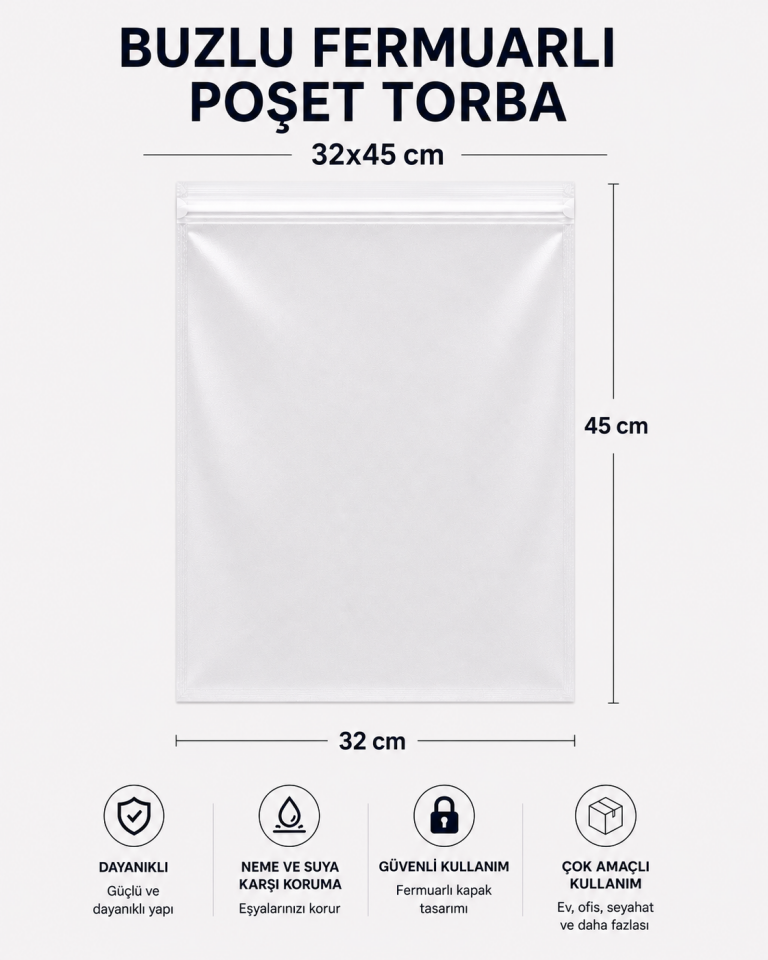 BUZLU FERMUARLI POŞET TORBA 32x45