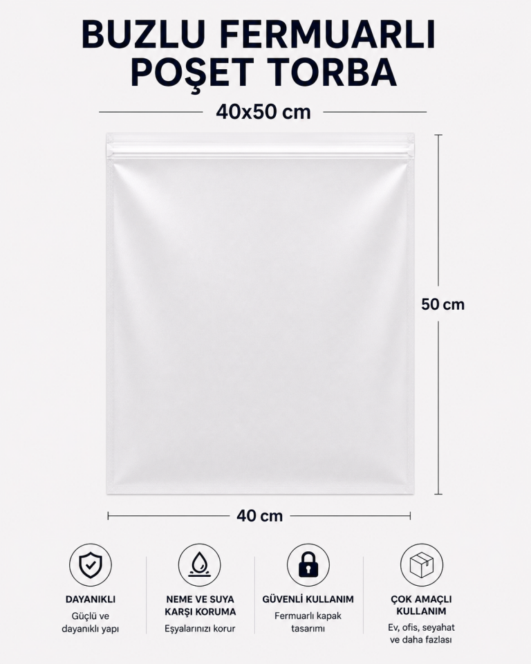 BUZLU FERMUARLI POŞET TORBA 40x50