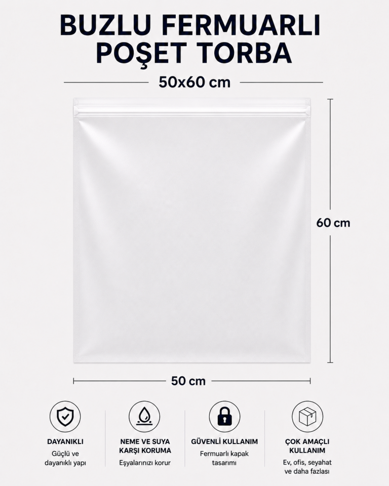BUZLU FERMUARLI POŞET TORBA 50x60