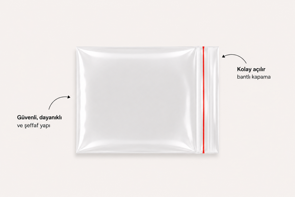 ŞEFFAF BANTLI OPP JELATİN POŞET 10X15+5