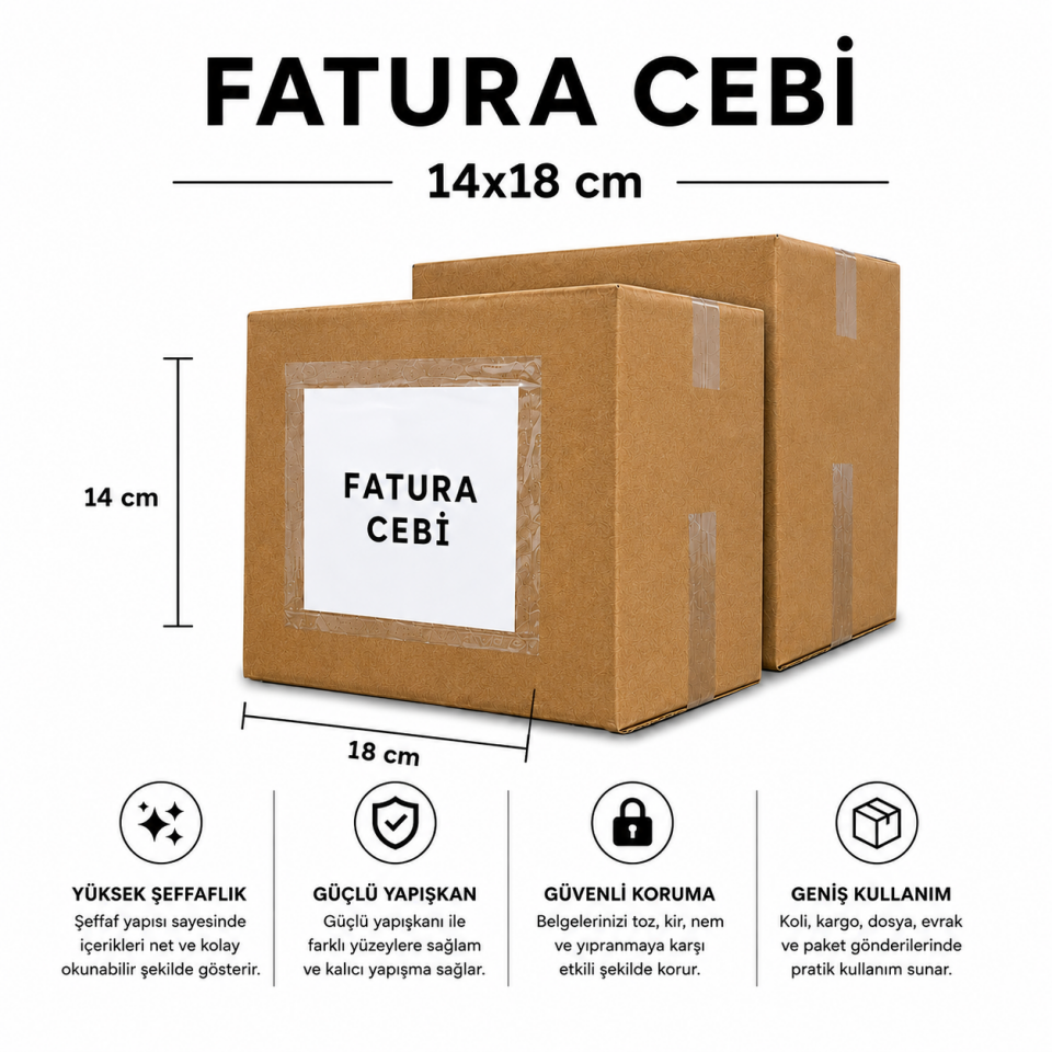 FATURA CEBİ A5 BOYUTLU - YAPIŞKANLI KARGO EVRAK CEBİ 14X18