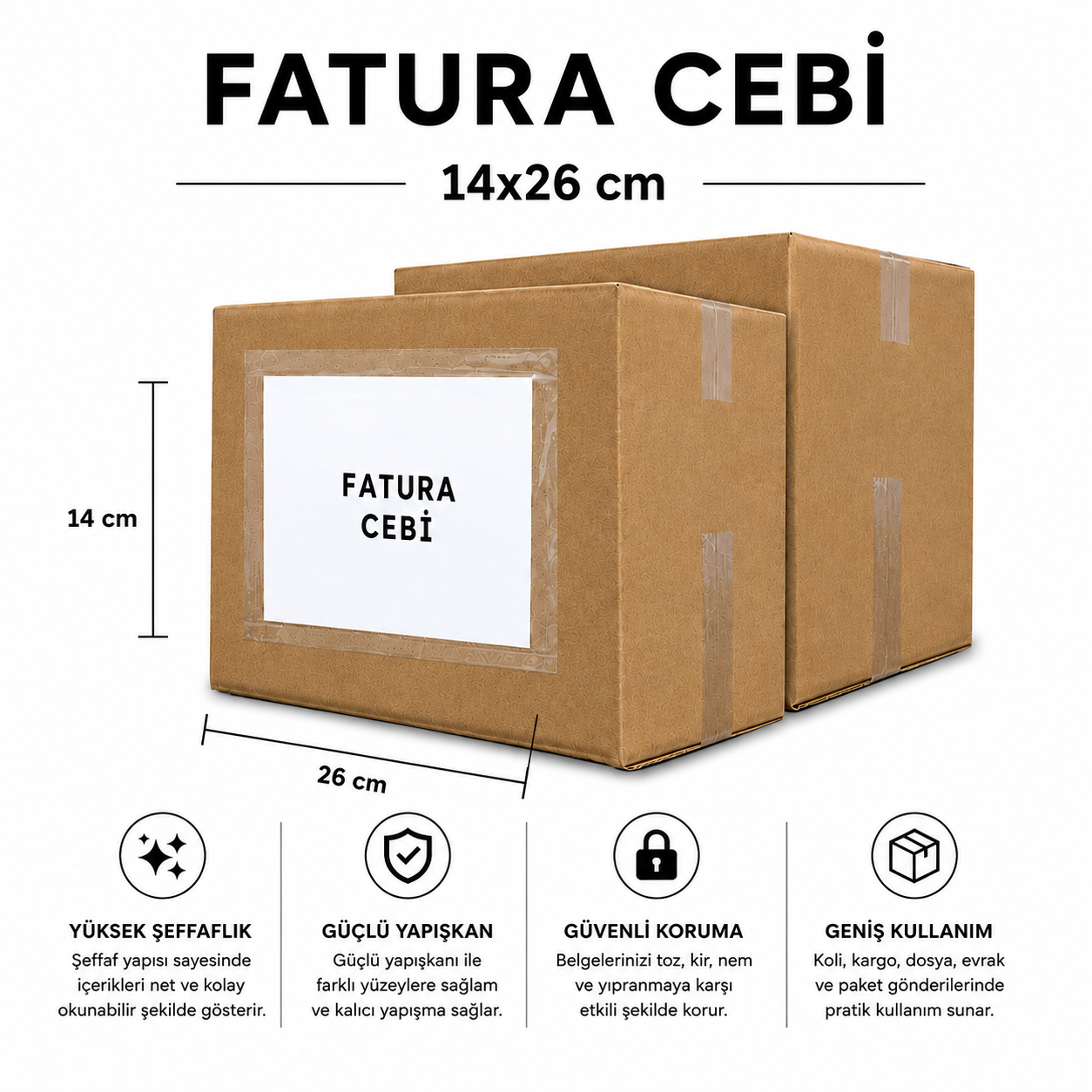 FATURA CEBİ A5 BOYUTLU - YAPIŞKANLI KARGO EVRAK CEBİ 14X26