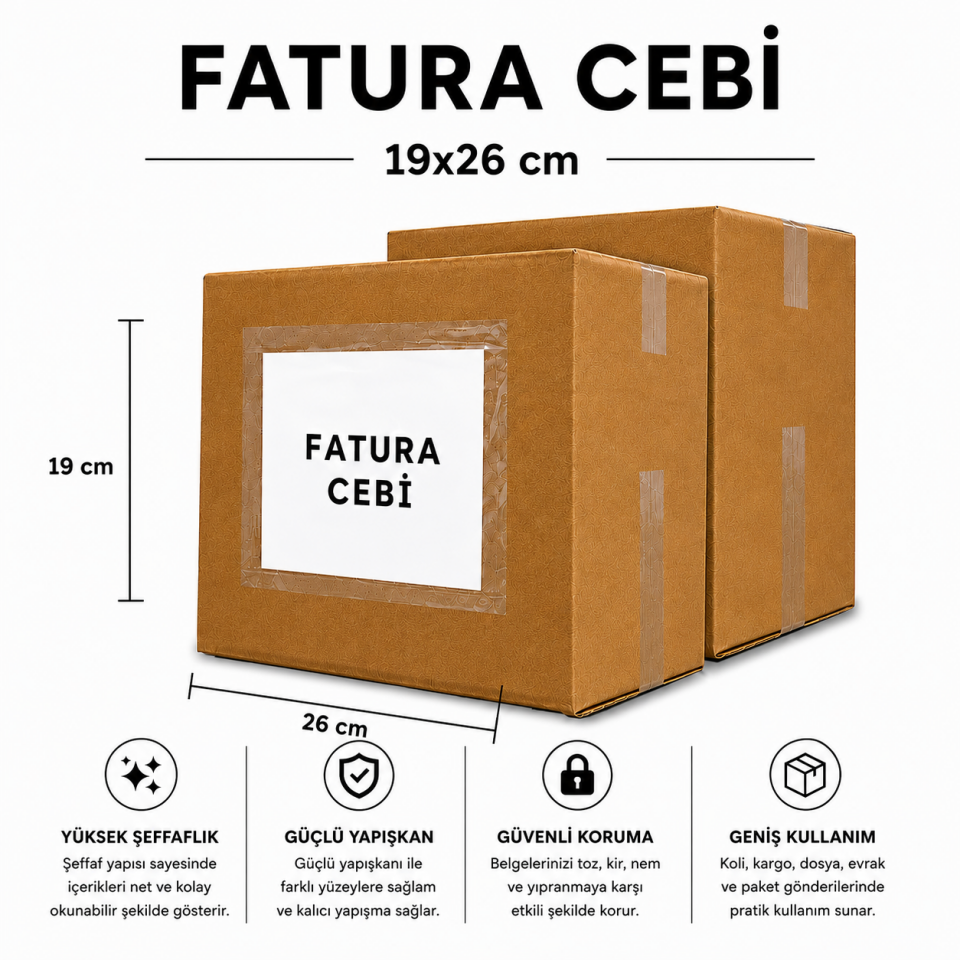 FATURA CEBİ A5 BOYUTLU - YAPIŞKANLI KARGO EVRAK CEBİ 19X26