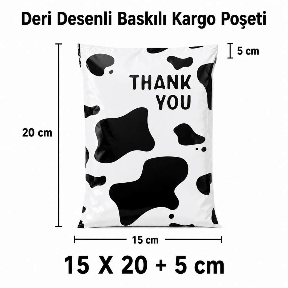 DERİ DESENLİ 140 MİKRON BASKILI KARGO POŞETİ 15X20+5