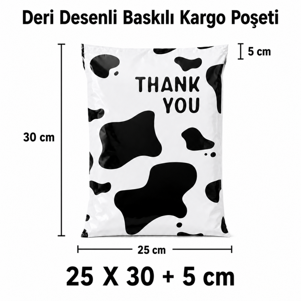 DERİ DESENLİ 140 MİKRON BASKILI KARGO POŞETİ 25X30+5