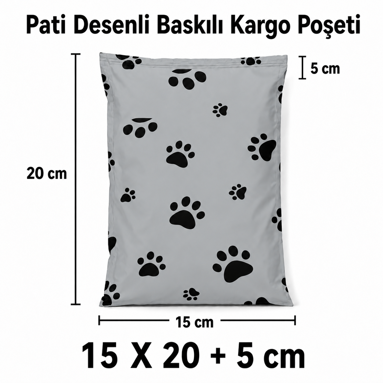 PATİLİ PETSHOP 140 MİKRON BASKILI KARGO POŞETİ 15X20+5