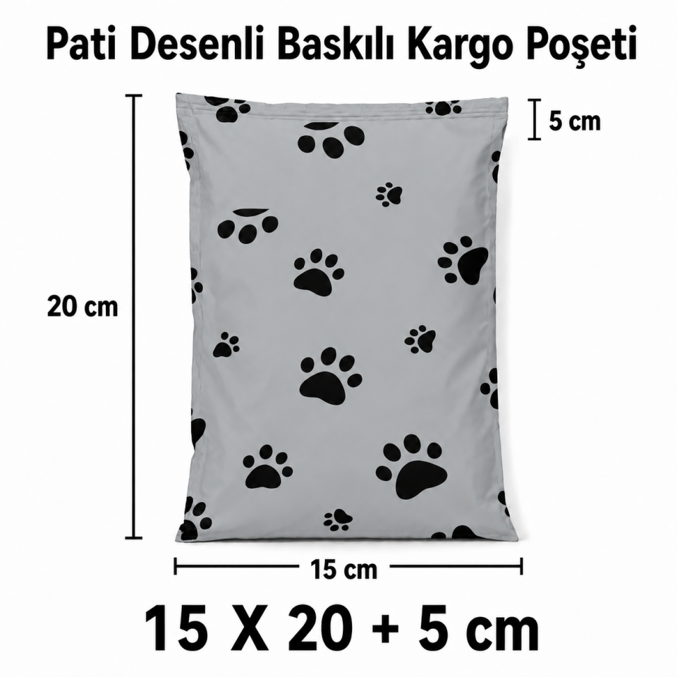 PATİLİ PETSHOP 140 MİKRON BASKILI KARGO POŞETİ 15X20+5
