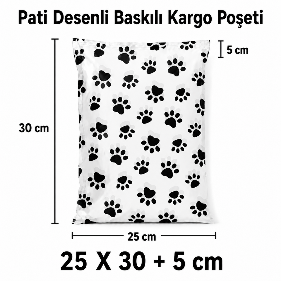 PATİLİ PETSHOP 140 MİKRON BASKILI KARGO POŞETİ 25X30+5