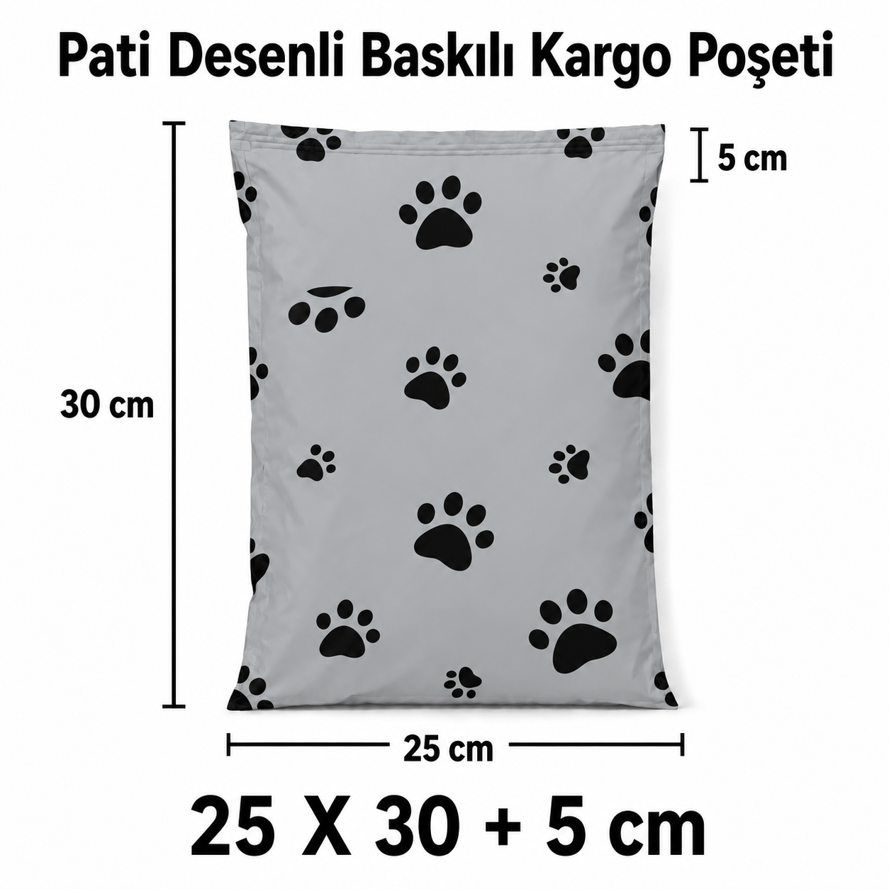 PATİLİ PETSHOP 140 MİKRON BASKILI KARGO POŞETİ 25X30+5