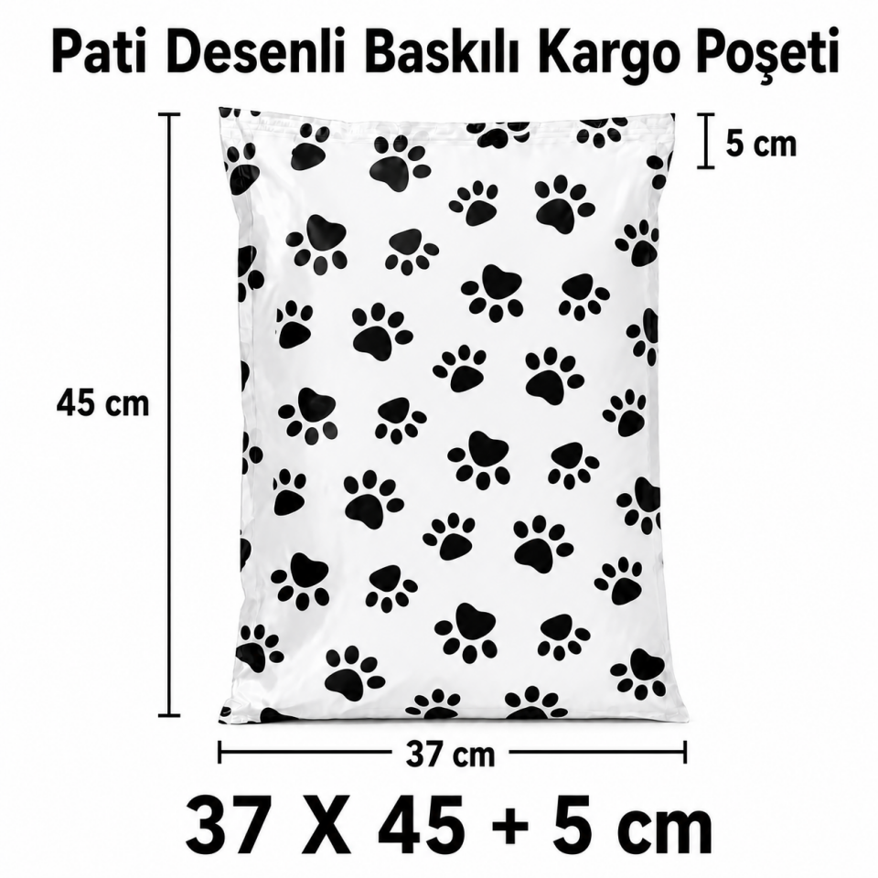 PATİLİ PETSHOP 140 MİKRON BASKILI KARGO POŞETİ 37X45+5