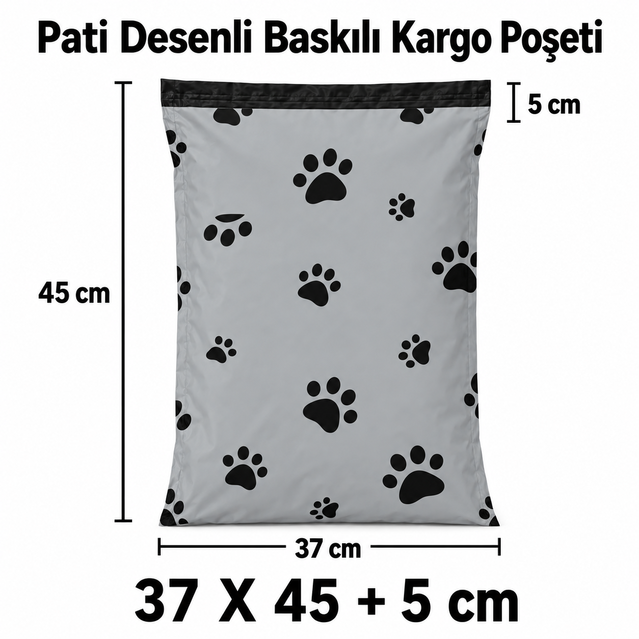 PATİLİ PETSHOP 140 MİKRON BASKILI KARGO POŞETİ 37X45+5