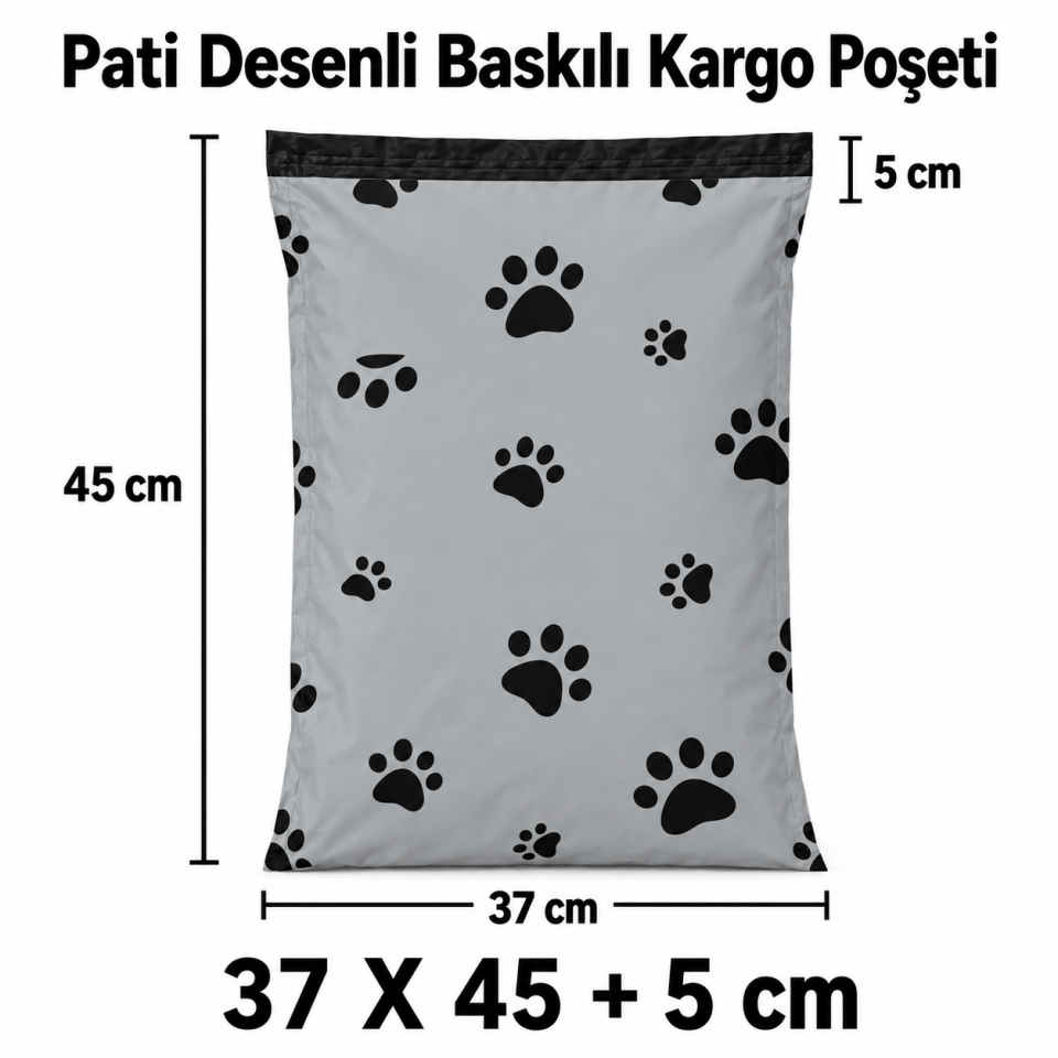 PATİLİ PETSHOP 140 MİKRON BASKILI KARGO POŞETİ 37X45+5