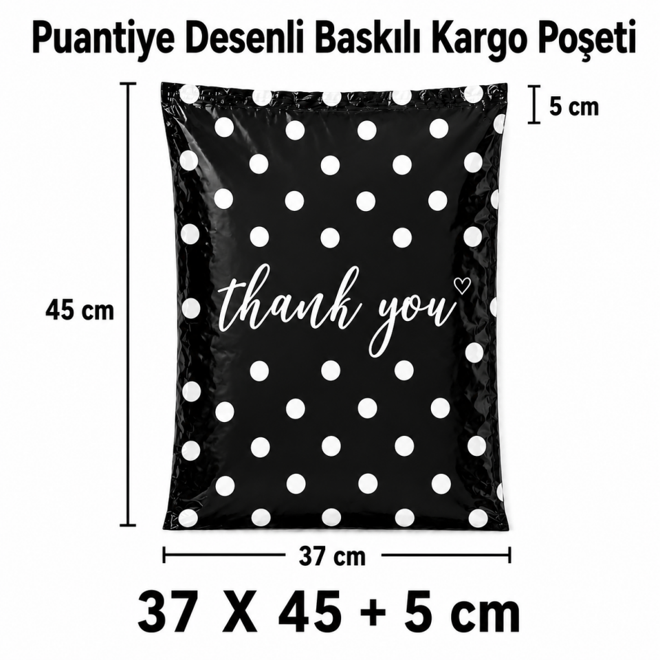 PUANTİYE DESENLİ 140 MİKRON BASKILI KARGO POŞETİ 37X45+5