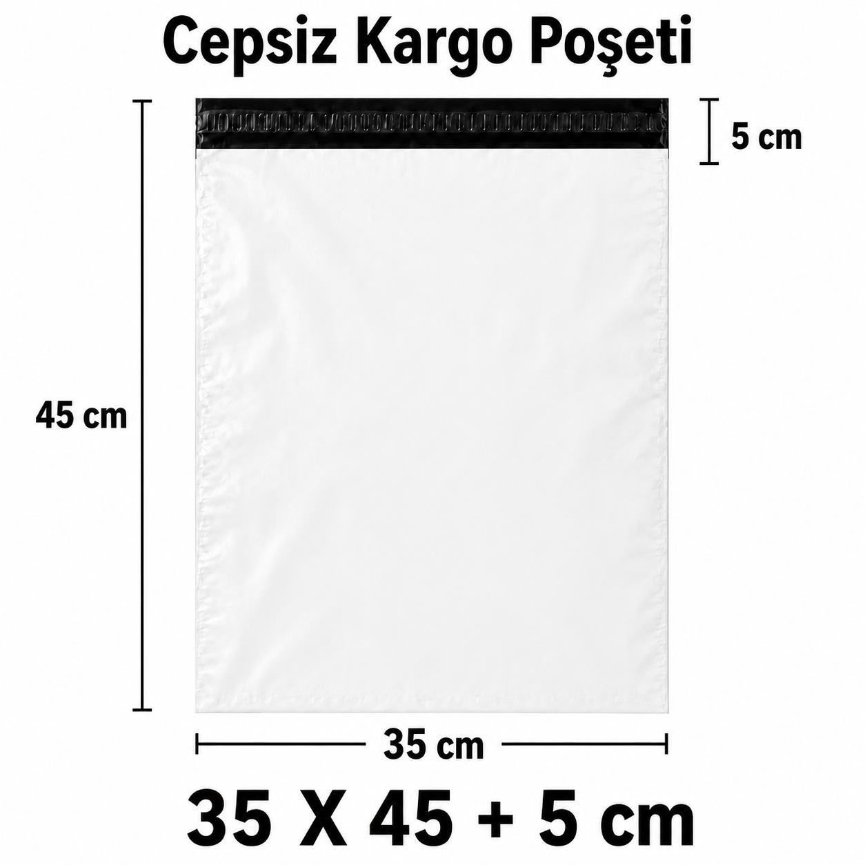 CEPSİZ KARGO POŞETİ 35X45+5 - BEYAZ